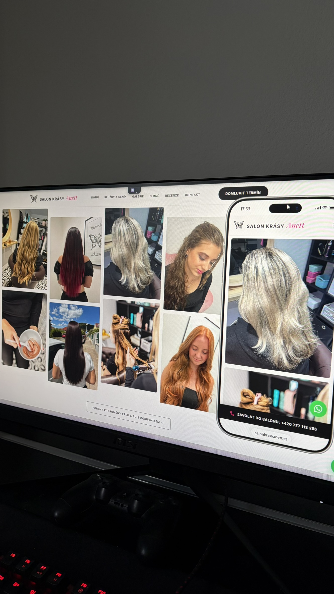 Web bez šablon s galerií proměn na mobilu