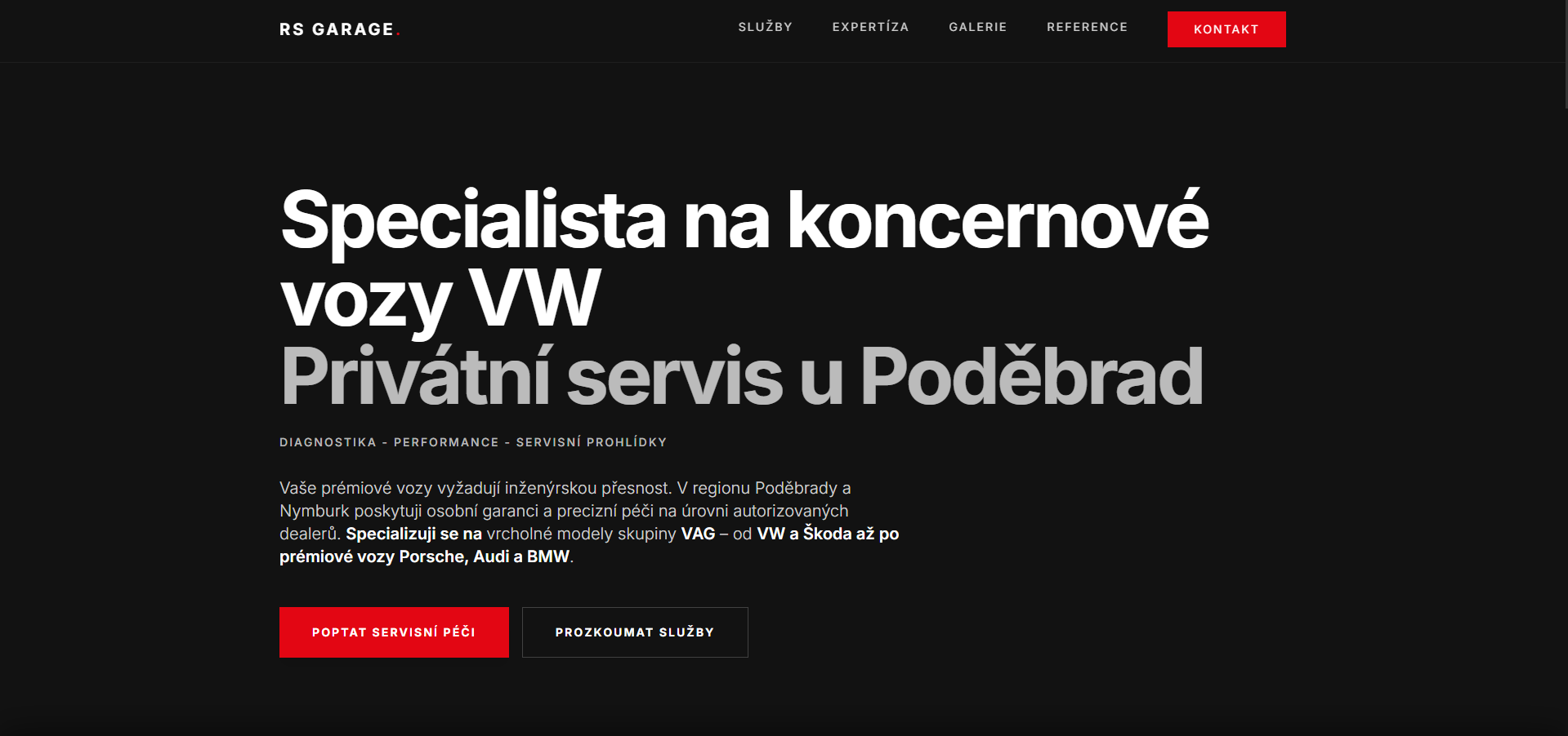 Náhled webu RS Garage Pátek